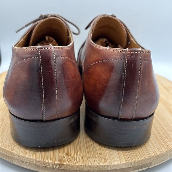 Magnanni Merrion Burnished Cognac Leather Derby Dress Shoes Size 12M Spain - Picture 8 of 14